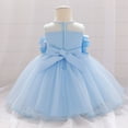 thumbnail image 5 of USNSM (6-24 Months) Toddler Girls Cute Flower Pearl Mesh Birthday Dress Spring Fall Casual Fashion Long Dresses Blue 6-12 Months, 5 of 5