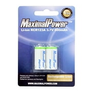 Maximal Power RCR123A Rechargeable Li_ion battery for RCR123A, RCR123, CR123A, CR123, CR16340, 16340, CR17335, CR17335SE, 17335,