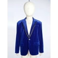 thumbnail image 3 of Eandarui Boys Velvet Sport Blazer Classic Fit Lapel Suit Jacket Single Breasted Outerwear Coat Royal Blue 14, 3 of 7