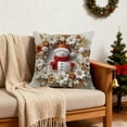 thumbnail image 5 of Christmas Linen Pillow Cover 17.7x17.7, 3D Santa Reindeer Print - Elegant White Red Gold Cushion Cover, High-End Sofa Bedroom Decor, Pairs with Christmas Tree Gold Ornaments, 5 of 6