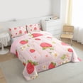 thumbnail image 3 of Homewish Girly Pink Strawberry Queen Comforter Set for Girls, Cartoon Flower Floral Bedding Sets, Kawaii Princess Style Reversible Bedding Comforter Set, Super Cozy Room Decor, 3-Piece, 3 of 8