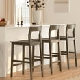 thumbnail image 2 of EYYTHUNG Modern Farmhouse Bar Stools 25 inch Mid-Century Solid Wood Counter Height Stools with Back Support Barstools Chairs for Kitchen Dining Room Set of 3, Brown, 2 of 9