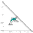 thumbnail image 2 of 925 Sterling Silver Rhodium Plated Simulated Blue Opal Dolphin With 1in Ext. Anklet 9 Inch 10.9mm Wide Anklet for Women, 2 of 2