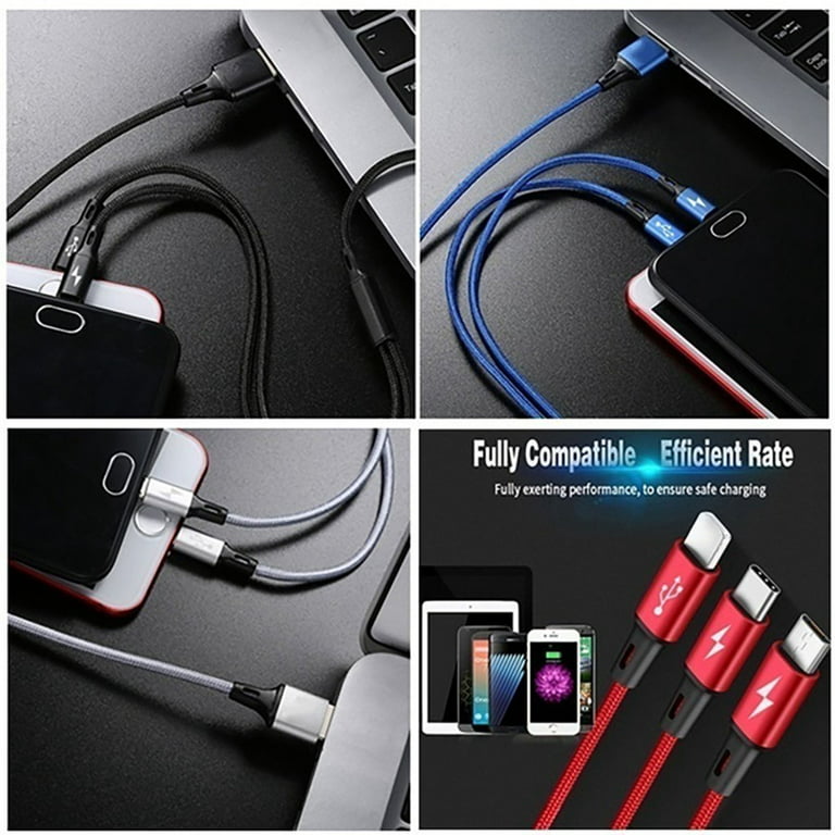 Baseus 3 in 1 Charger Cable USB to Type C Micro USB Charging Lead for  iPhone 