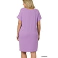 thumbnail image 3 of TheLovely Women & Plus Rolled Short Sleeve V-Neck Midi Trapeze Tunic Dress, 3 of 3