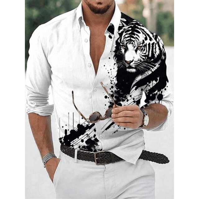 Camisas casuales para hombre, para exteriores, con gráficos en HD, suaves y cómodas, con solapa, manga larga, abotonadas, tallas grandes 2024