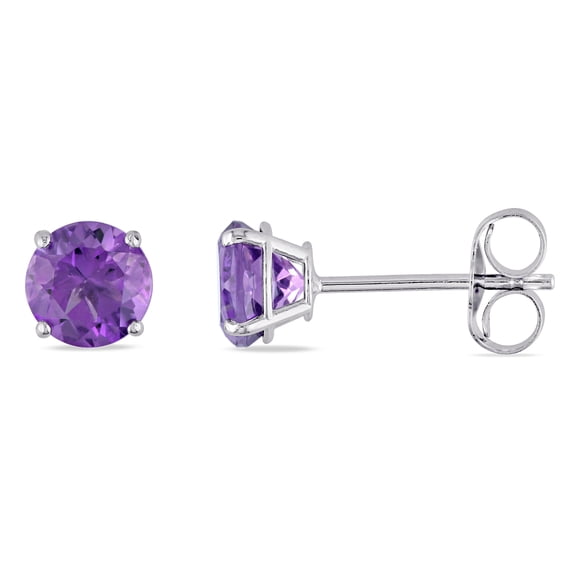 Everly Women's 4/5ct TGW Amethyst 14k White Gold Solitaire Stud Earrings