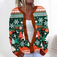 thumbnail image 1 of Cárdigan informal de punto con estampado navideño para mujer, chaqueta con botones y abrigo para mujer, 1 of 5