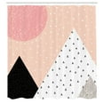 thumbnail image 2 of Ambesonne Pastel Shower Curtain, Shapes and Dotted Ornaments, 69"Wx75"L, Blush Peach and Dark Grey, 2 of 4