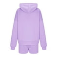 thumbnail image 4 of Wyobmus Women's 2 Piece Sweatsuit Fall Outfits Long Sleeve Pullover Sweatshirt Cargo Shorts Lounge Set Tracksuits C-Purple, 4 of 6