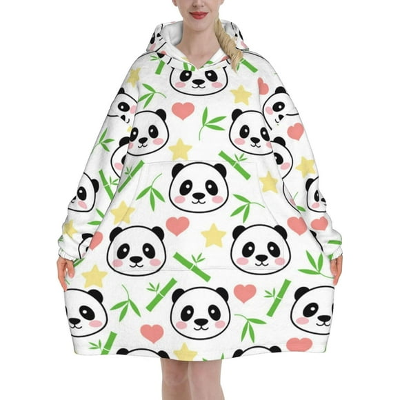 Cute Panda Bamboo Star Blanket Hoodie - The Oversized Hoodie Sweatshirt Blanket - Soft, Comfortable, Flannel And Warm Hoodie Blanket For Every Occasion