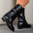 thumbnail image 5 of Viluyesy Mid Calf Boots for Women Fashion Block Heel Round Toe Faux Leather Slouchy Casual Comfortable Shoes Black Size 7.5, 5 of 9