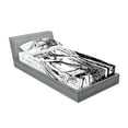 thumbnail image 2 of Ambesonne Cartoon Fitted Sheet & Pillow Sham Set, Adventure, Twinxl, Black White, 2 of 2