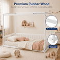 thumbnail image 4 of Miniyam Full Size Canopy FloorBed with Guardrails for Kids and Teens, White, 4 of 7