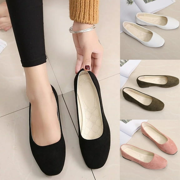 Flat Shoes for Women Slip On Comfortable Walking Ballerina Shoes Ladies Cute Ballet Flats Pumps Low Wedge Dolly Shoes, 37