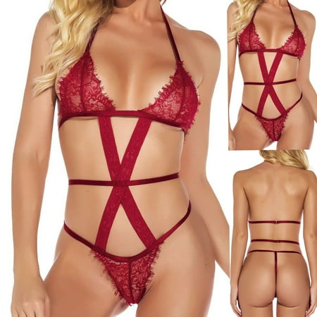 

XMMSWDLA Sexy Underwear Set Women Wireless Bra Sexy Underwear G-String Garter Set Black Sexy Lingerie Deals Clearance
