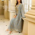 thumbnail image 6 of BLTIBY Women's Embroidered Sequin Full Cover Muslim Abayas Islamic Dubai Kaftan V Neck Robe Elegant Loose Long Sleeve Maxi Dress Blue L, 6 of 7