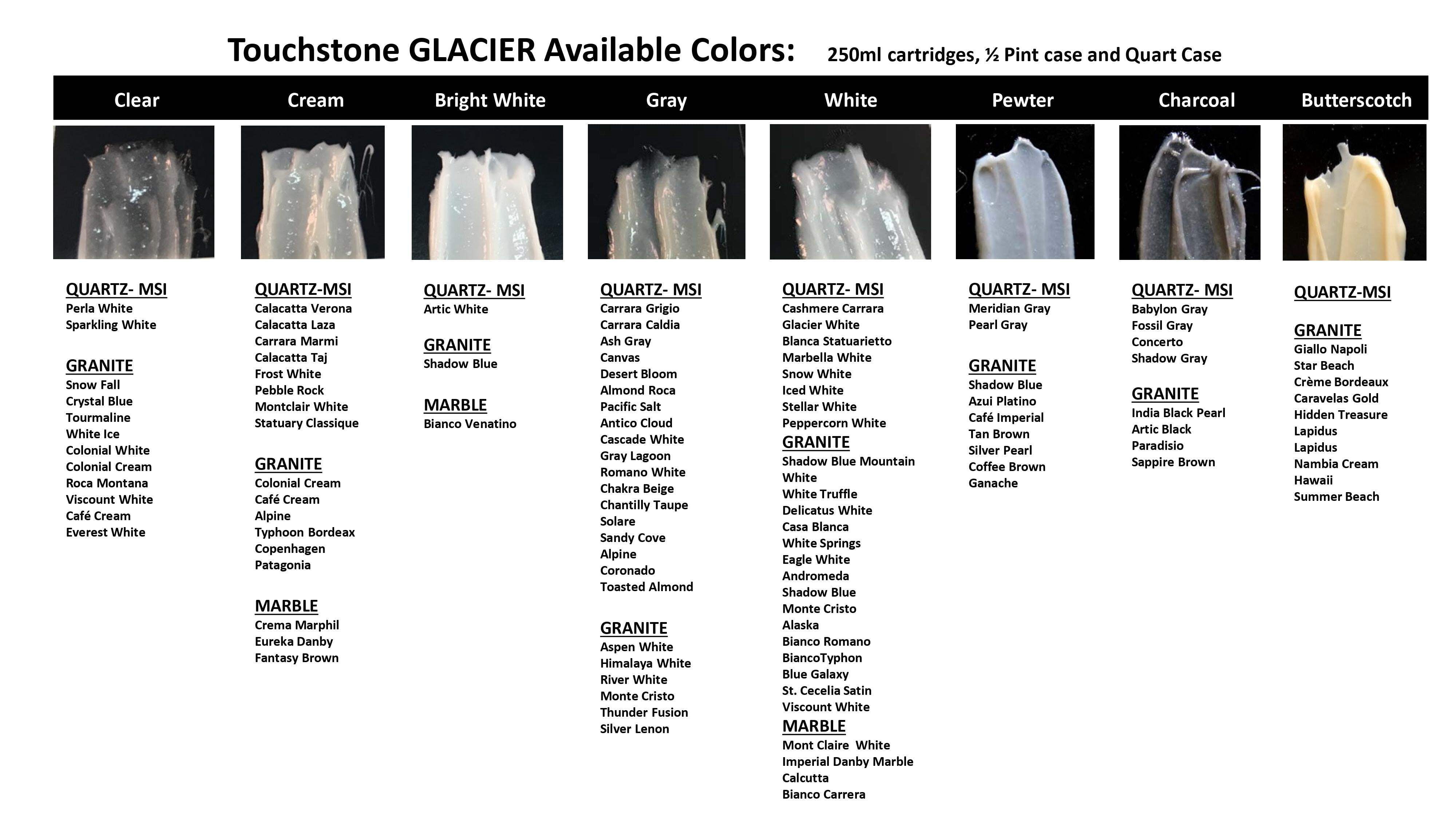 Touchstone Glacier – Marble Granite Quartz Glue, (Professional use) UV Resistant Urethane Adhesive for Laminating, Seaming & Miters