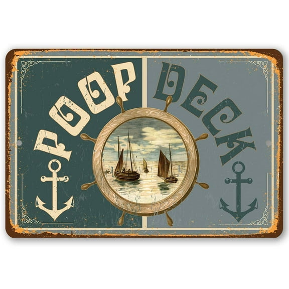 Poop Deck - Durable Metal Sign - Use Indoor/Outdoor - Great Gift and Decor for Boat, Yacht, Lake House and Cabin Under $25 (12" x 18")
