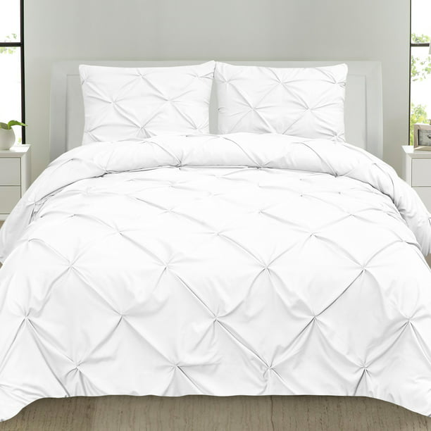 Luxury 3 Piece Pinch Pleat Pintuck, What Is A Duvet And Sham Set