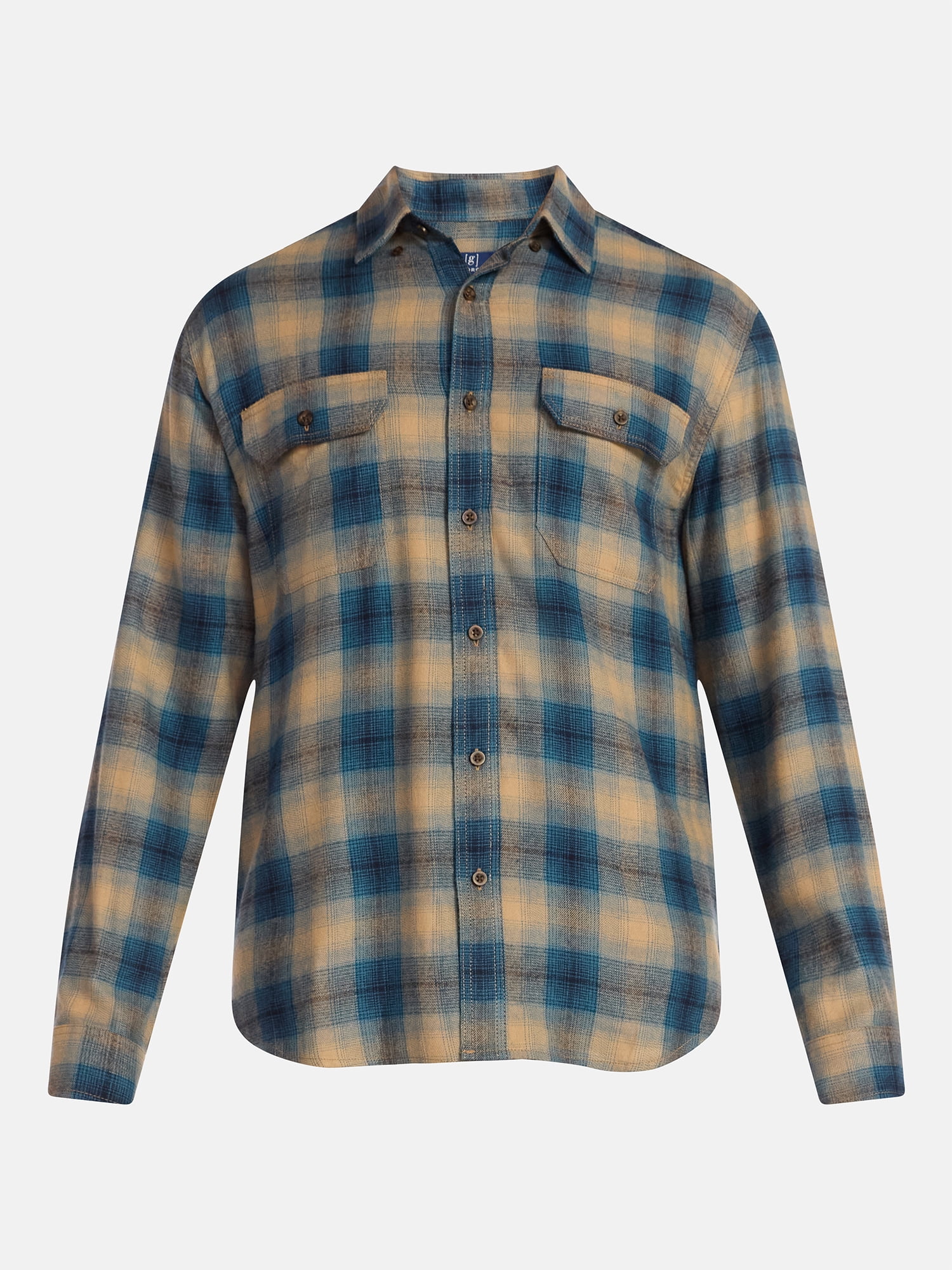 George Men's & Big Men's Relaxed Fit Double Pocket Flannel Shirt, Sizes XS-3XLT