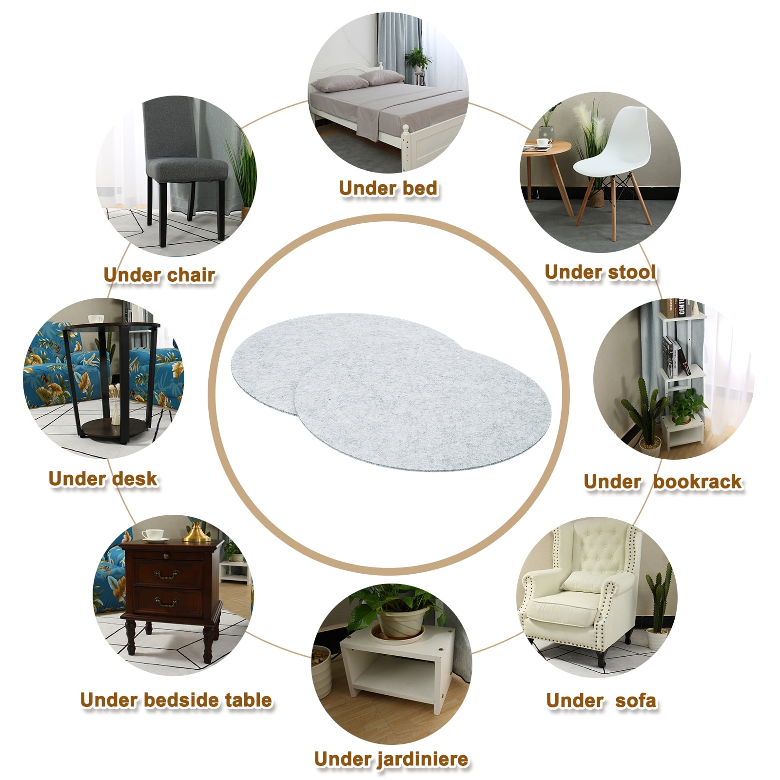 Round Felt Furniture Pads, 10Pack 12" Dia x 0.12" Thick Adhesive Backed Felt Non-slip Anti-scratch Felt Pads Chair Leg Protectors for Protecting Hardwood Floor, Gray