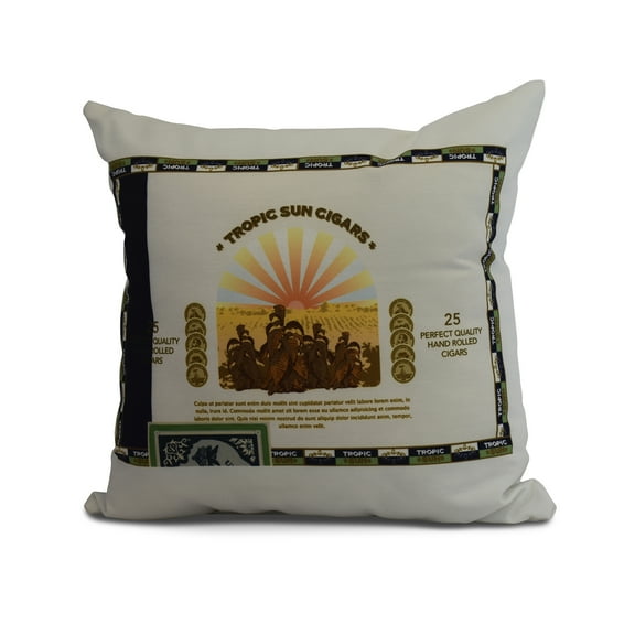 Simply Daisy, 20" x 20" Cigar Box Front, Geometric Print Outdoor Pillow, Green