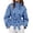 Blue, variant on Women's Plaid Cropped Trench Coat Long Sleeve Stand Collar Double Breasted Jacket with Self Tie Belt Fall Casual Outwear,S