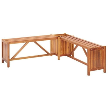vidaXL Garden Corner Bench with Planter 46"x46"x15.7" Solid Acacia Wood, 46345