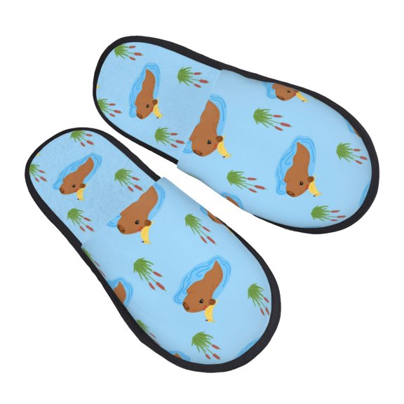 House Slippers for Women Men - Cute Capybaras Bird Lightweight House Shoes Fuzzy Slippers, Soft Slip-On Cozy House Slippers for Woman Indoor Outdoor
