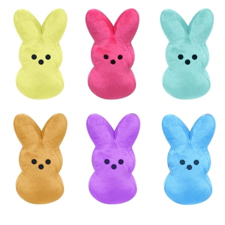Easter Bunny Plush Toys 6Pcs Easter Peep Plush Cute Animal Bunny Stuffed Doll Toy Easter Basket Stuffers Toys for Kids