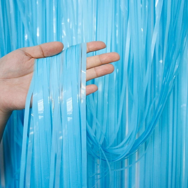 piezas de cortinas con flecos, cortina metálica azul, flecos para ventana de mascota, regalo de cumpleaños para pared