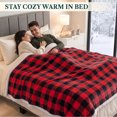 thumbnail image 5 of PAVILIA Twin Checkered Sherpa Blanket Couch Sofa Bed, Red Black,60x80, 5 of 8