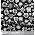 thumbnail image 3 of Soimoi Black polyester Crepe Fabric White Mandala Print Fabric by the Yard 52 Inch Wide, 3 of 3