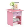 thumbnail image 4 of Furinno 10004 End Table/ Night Stand Storage Shelf with Bin Drawer, Pink/Light Pink, 4 of 5