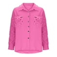 thumbnail image 5 of UAMVSH Denim Jackets for Women Button down Long Sleeve Shackets Solid Color Casual Fashion Shiny Sleeve Clubwear Coats with Pockets(XX-Large,Hot Pink), 5 of 6