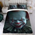 thumbnail image 4 of Payaso Pennywise Conjunto de sábanas temático, trío de piezas, cómodo y amigable con la piel, diseño único, regalo de decoración para el hogar para familiares, amigos y fans,135cm *200cm, 4 of 6