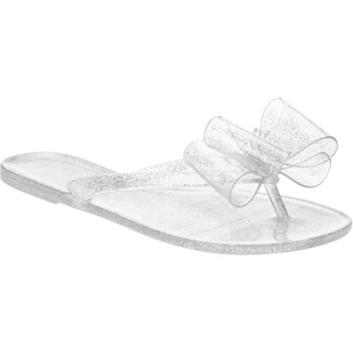 jelly flip flops with bow detail