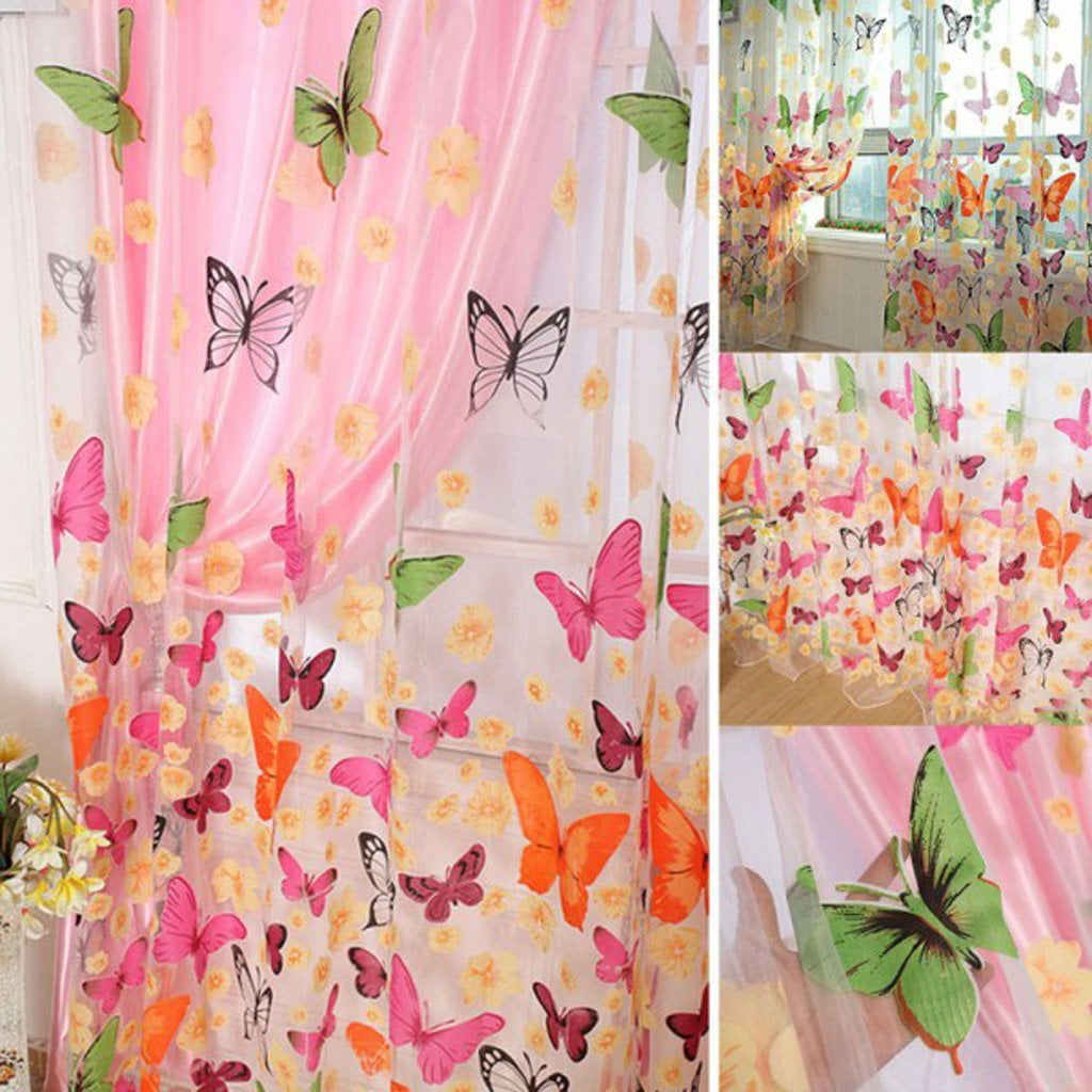 Exquisite Butterfly Net Sheer Window Panel Curtains Living Room Bedroom Decor JJ