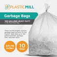 thumbnail image 2 of Heavy Duty Trash Bags - Clear Garbage Bags - Plastic Trash Bags For Large Rolling Trash Bins - Tall Trash Bags - 100-Gallon Large Kitchen Trash Bags, 1.3 Mil, 67"x79" (10-Count), 2 of 5