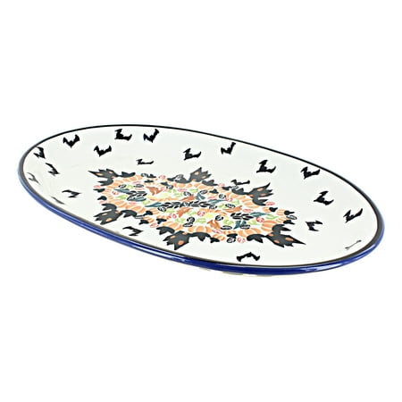 

Blue Rose Polish Pottery Haunted House Large Oval Platter