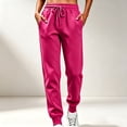 thumbnail image 2 of cfhntfmh Jogger Sweatpants for Women High Elastic Waist Drawstring Athletic Pants with Pockets Casual Winter Pants (Hot Pink,3X-Large), 2 of 5