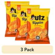 (3 pack) Utz Ripples Barbeque Potato Chips, Gluten-Free, Family Size, 7.75 oz Bag