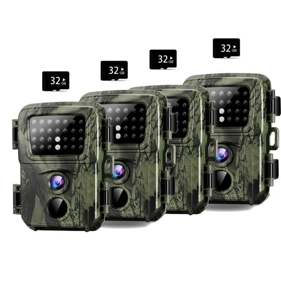 SuntekCam Hunting Trail Monitors, 4 Pack, 32GB SD, 20MP, 1080P, Night Vision, Waterproof, MINI600