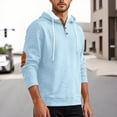 thumbnail image 2 of IWRICH Waffle Hoodie for Men Long Sleeve Casual Breathable Hooded Sweatshirts Loose Fit Lightweight Cozy Pullover Tops Sky Blue L, 2 of 5