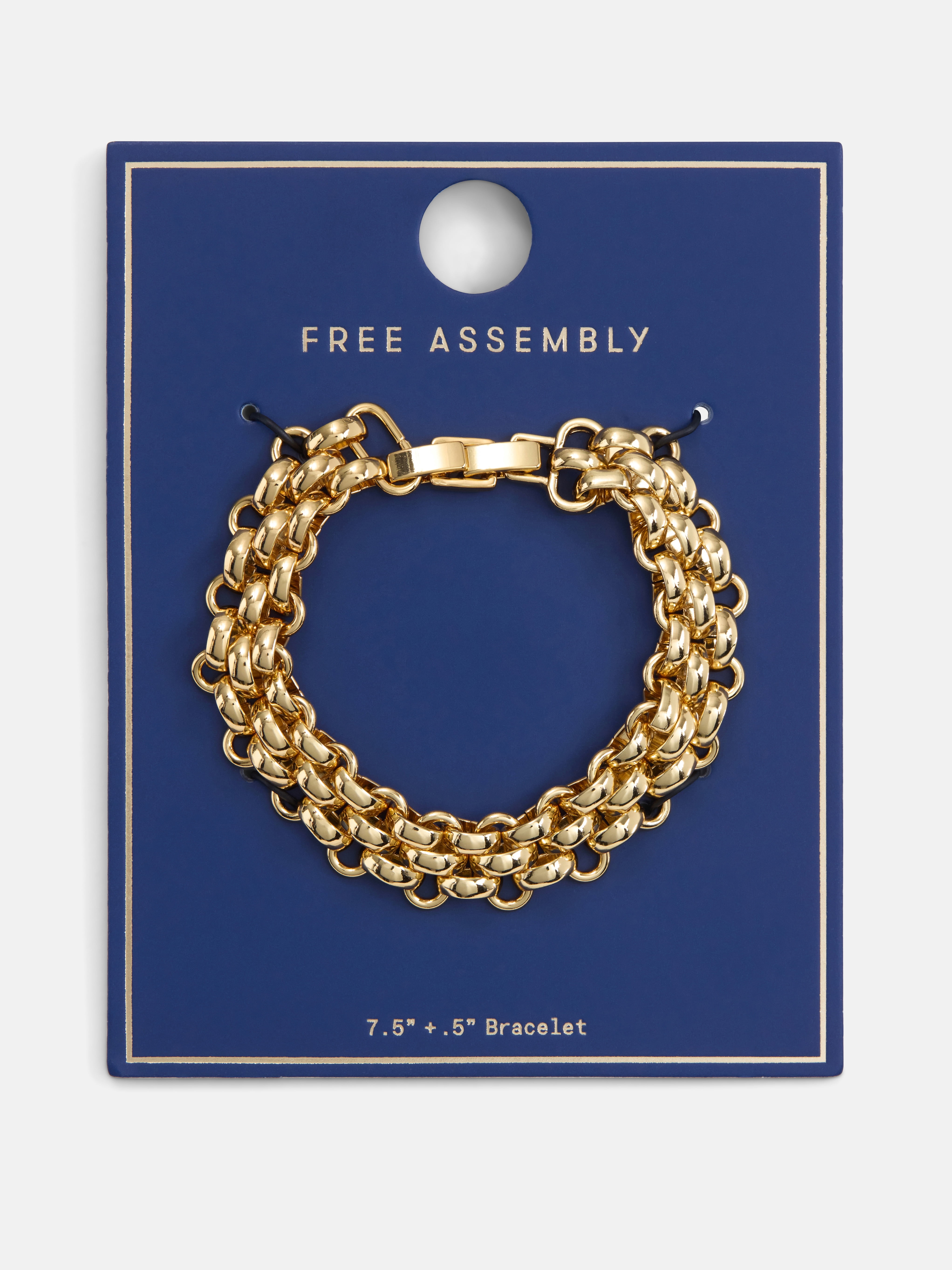 Free Assembly Women's Goldtone Chunky Link Bracelet, 7.5" + .5" Clasp