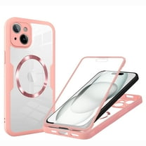 for iPhone 13 Case, Compatible with MagSafe [Built-in Screen Protector] 360 Full-Body Shockproof Rugged Clear Back Protective Dual-Layer Phone Cover for iPhone 13, Pink