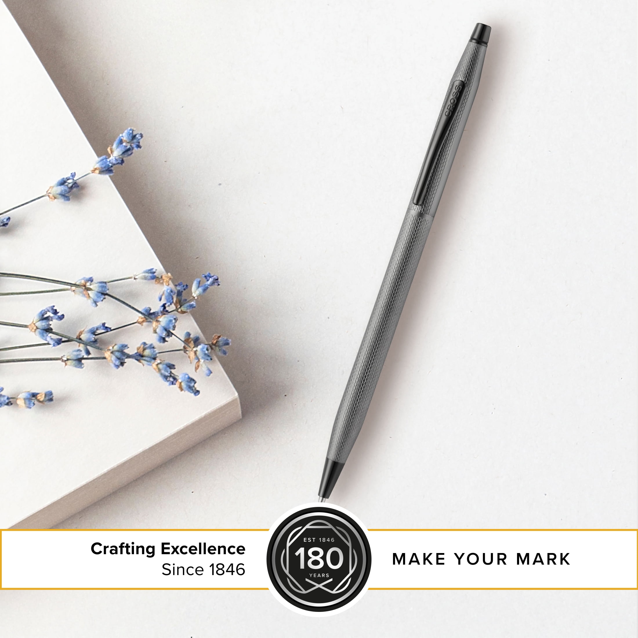 Cross Classic Century® Polished Slate Gray Engraved Diamond Pattern with Slate Gray PVD Appointments Ballpoint Pen
