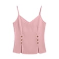 thumbnail image 6 of RQYYD Womens Sleeveless V Neck Spaghetti Strap Tops Casual Side Button Blouses Linen Blend Tee Shirts Clothes, 6 of 7