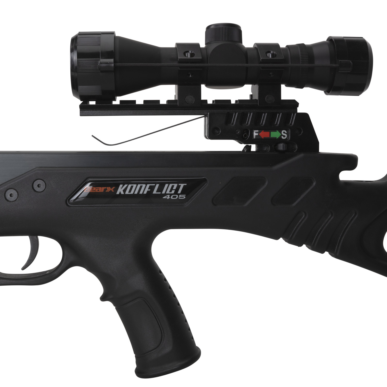 Bear X Konflict 405 FPS Crossbows with 32 multi cross-hair reticle & 5 Arrow Quiver (Multicolor)